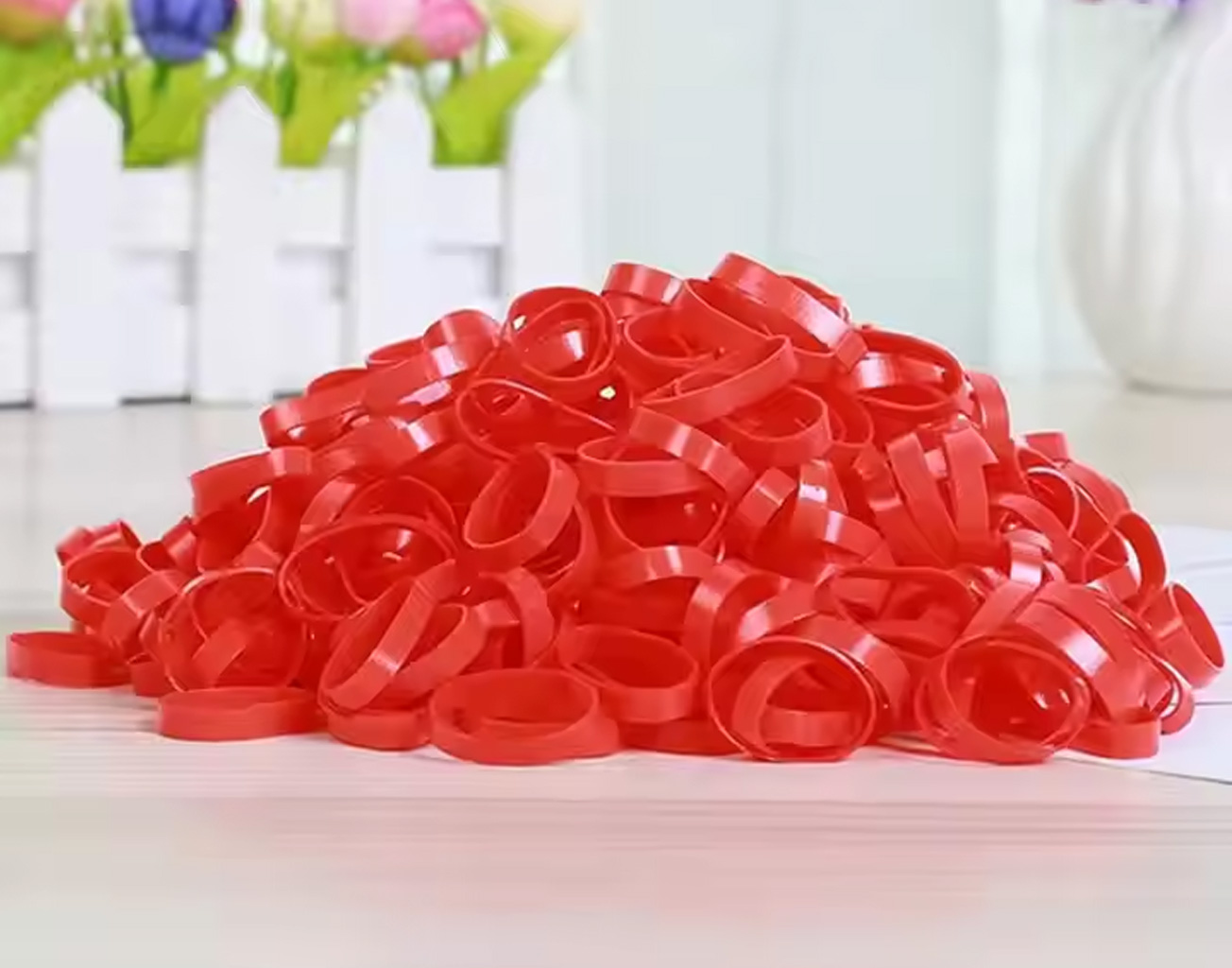 Custom Wholesale 4044 Wide Red Elastic Rubber Bands, Kids Rubber TPU Elastic Hairbands or Any Use