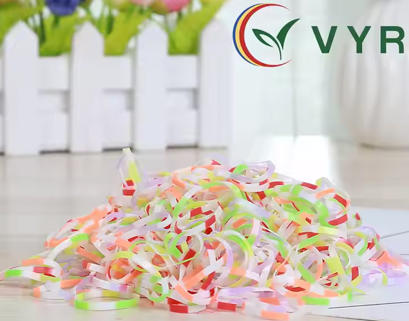 Colorful environmentally friendly customized children's TPU hair elastic rubber band, eight sections children's hair band