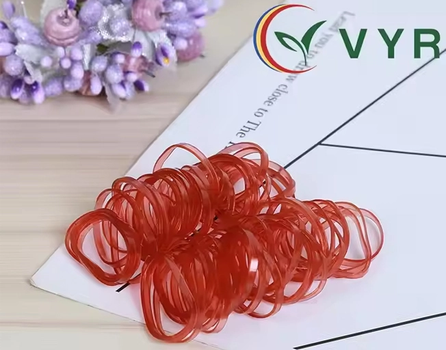 Burgundy TPU 4024 elastic hair ties with a thin glossy loop profile