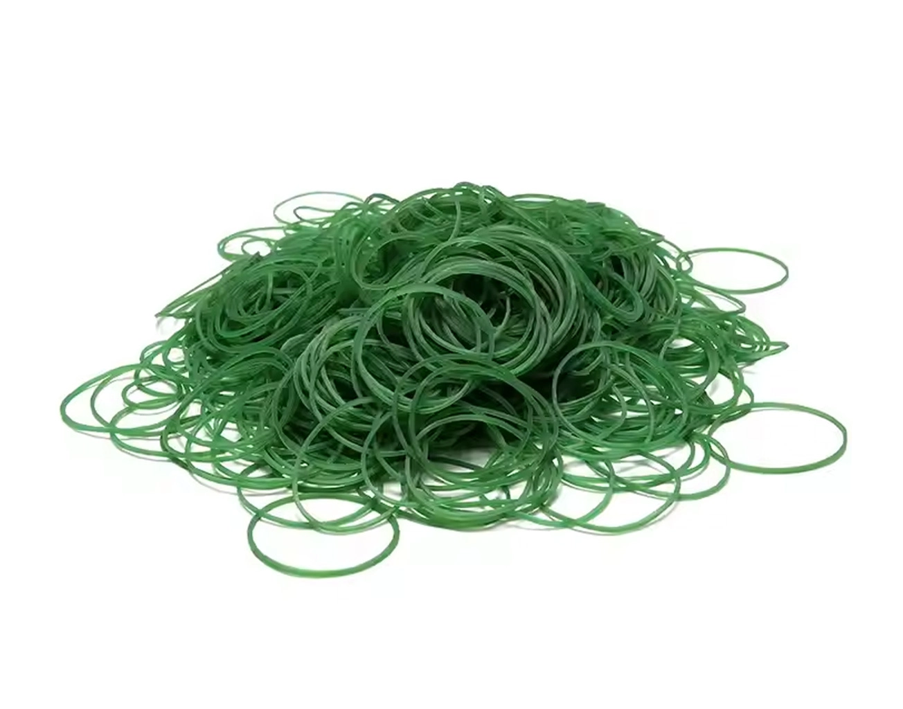 Green elastic rubber bands illustrating a custom color option