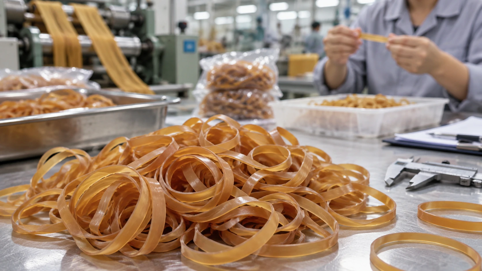 circular rubber bands displayed as a finished product